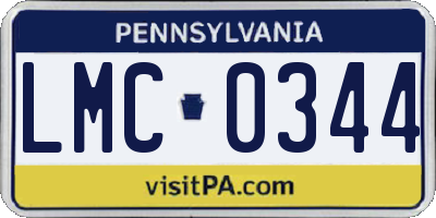 PA license plate LMC0344