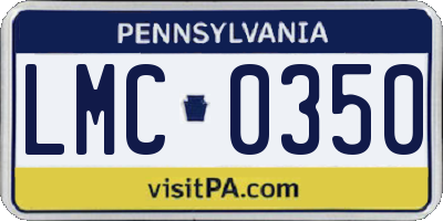PA license plate LMC0350