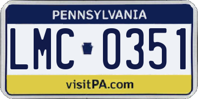 PA license plate LMC0351