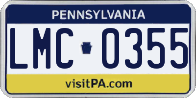 PA license plate LMC0355
