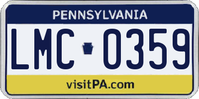 PA license plate LMC0359