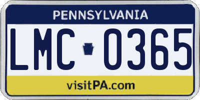 PA license plate LMC0365