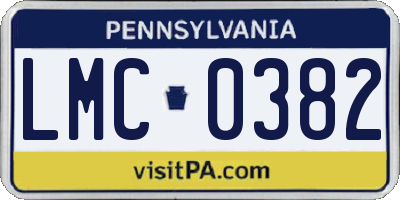 PA license plate LMC0382