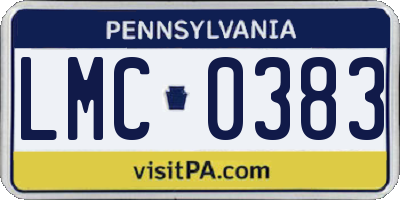 PA license plate LMC0383