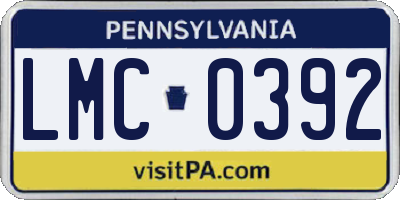 PA license plate LMC0392