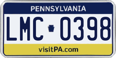 PA license plate LMC0398