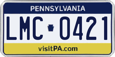 PA license plate LMC0421