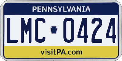 PA license plate LMC0424