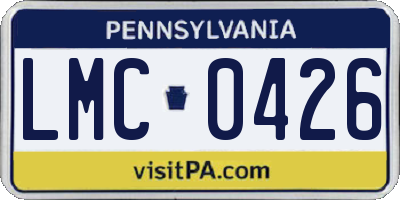PA license plate LMC0426