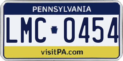 PA license plate LMC0454