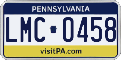 PA license plate LMC0458