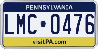 PA license plate LMC0476