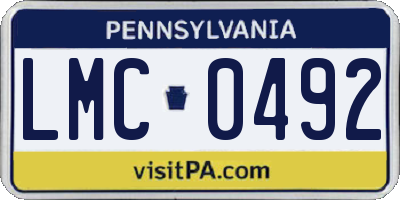 PA license plate LMC0492
