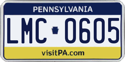PA license plate LMC0605