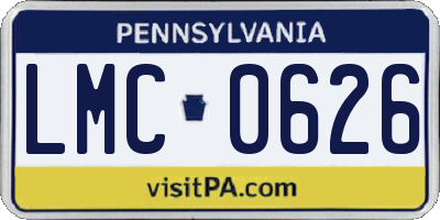 PA license plate LMC0626