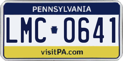 PA license plate LMC0641