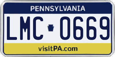 PA license plate LMC0669