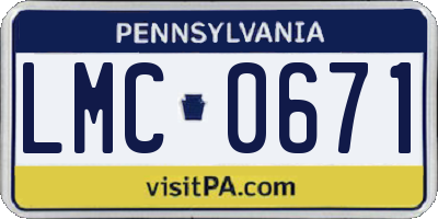 PA license plate LMC0671