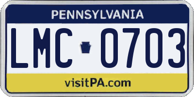 PA license plate LMC0703