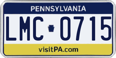 PA license plate LMC0715
