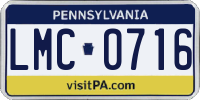 PA license plate LMC0716
