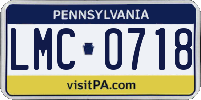 PA license plate LMC0718