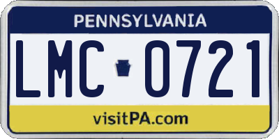 PA license plate LMC0721