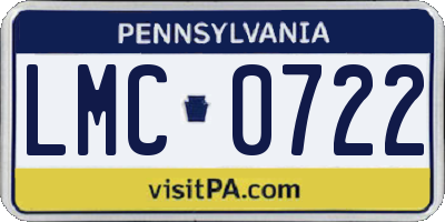 PA license plate LMC0722
