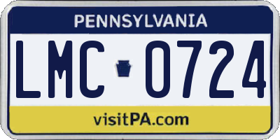 PA license plate LMC0724