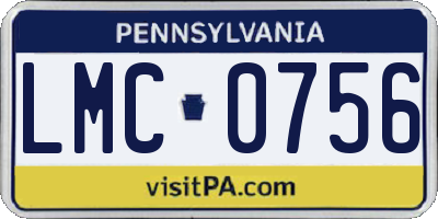 PA license plate LMC0756