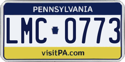 PA license plate LMC0773