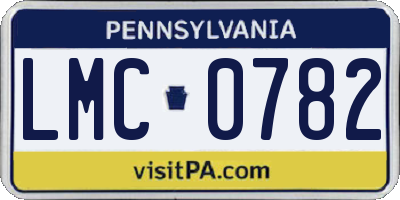 PA license plate LMC0782