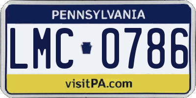 PA license plate LMC0786