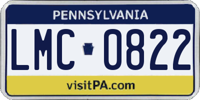 PA license plate LMC0822