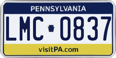 PA license plate LMC0837