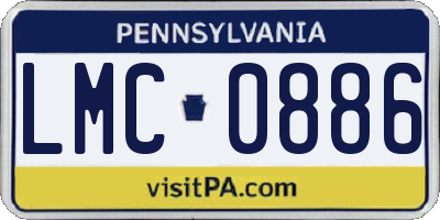 PA license plate LMC0886