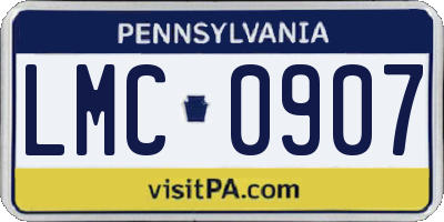 PA license plate LMC0907