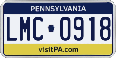 PA license plate LMC0918
