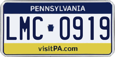 PA license plate LMC0919