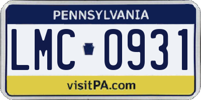 PA license plate LMC0931