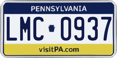 PA license plate LMC0937