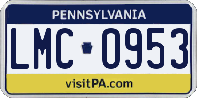PA license plate LMC0953