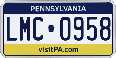 PA license plate LMC0958