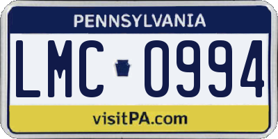 PA license plate LMC0994