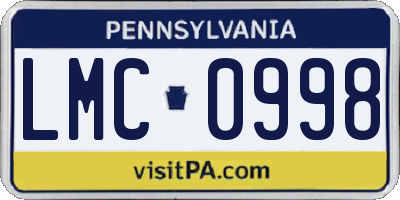 PA license plate LMC0998