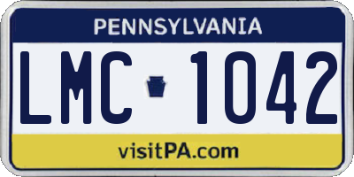 PA license plate LMC1042