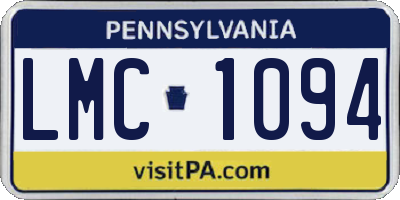PA license plate LMC1094