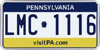 PA license plate LMC1116