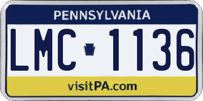 PA license plate LMC1136