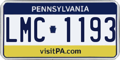 PA license plate LMC1193